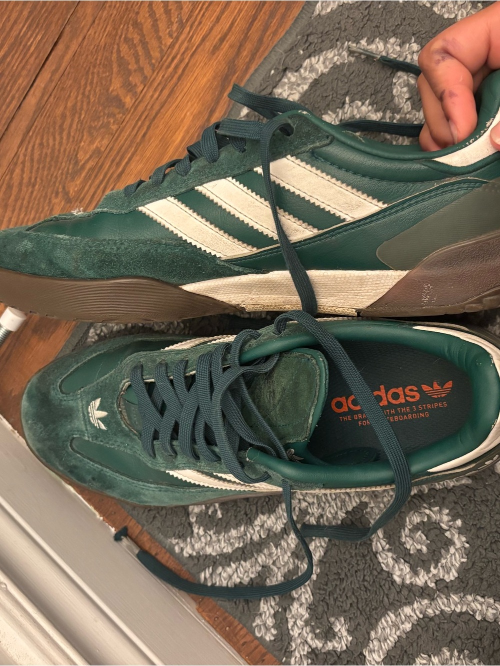 adidas Green and White Women's Retro Skate Sneakers